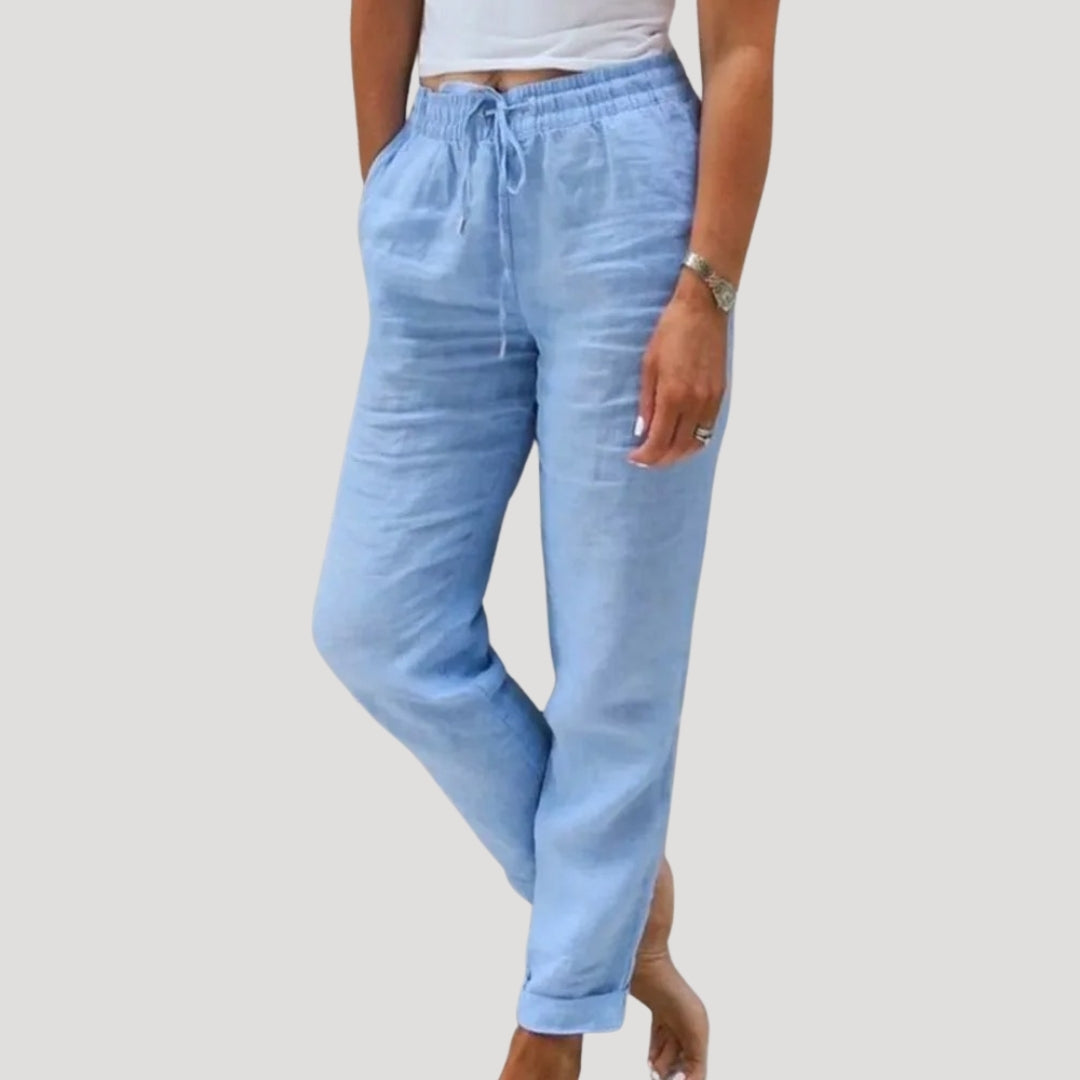 Avslappnade lätta sommarbyxor i linne 3