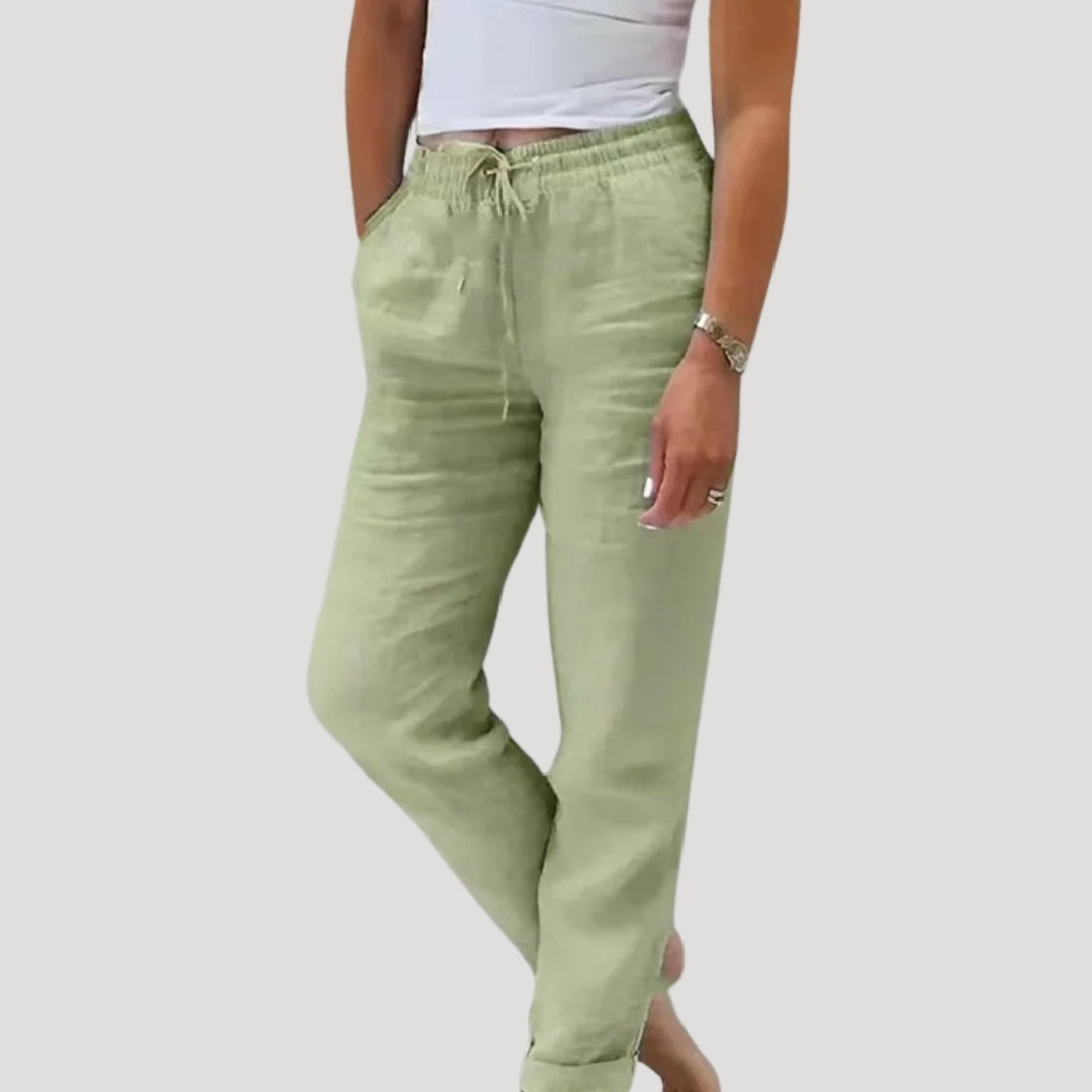 Avslappnade lätta sommarbyxor i linne 4