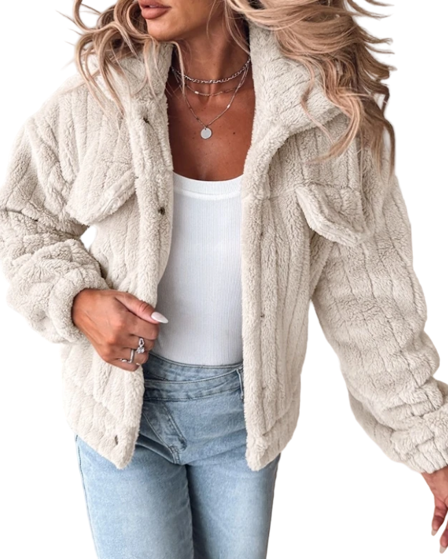 Teddyjacka för damer – lång och chic jacka i mjuk teddyfleece