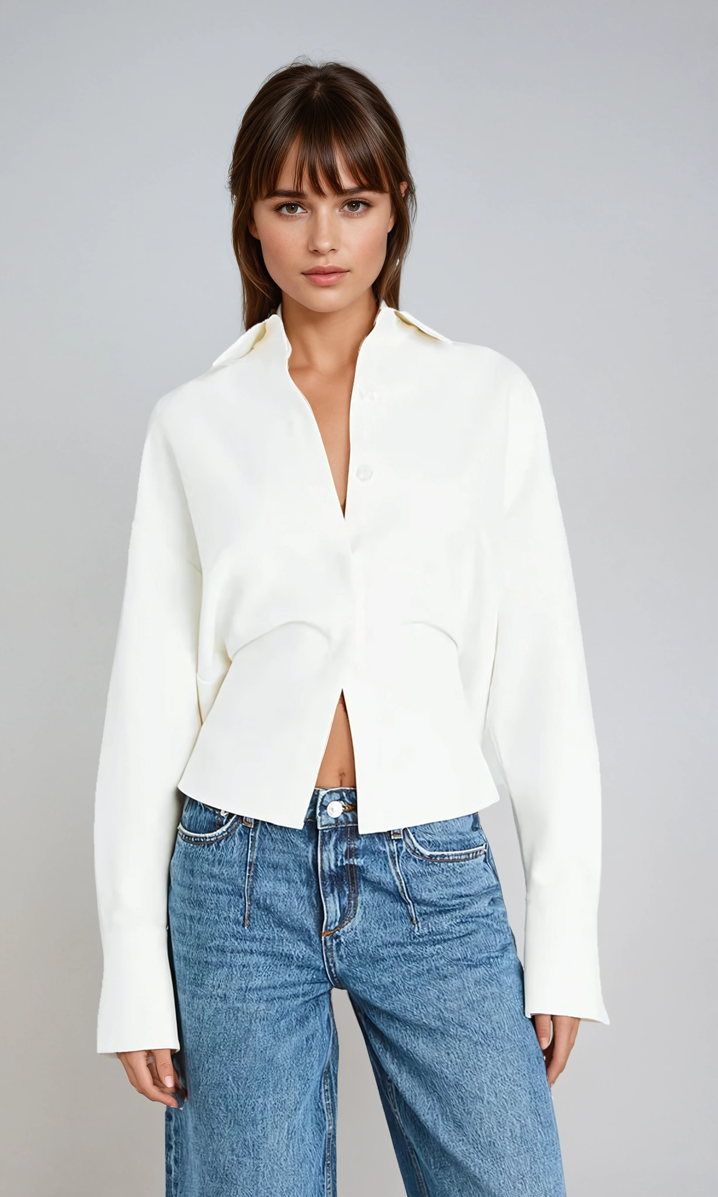 Draperad skjorta med knappar 0