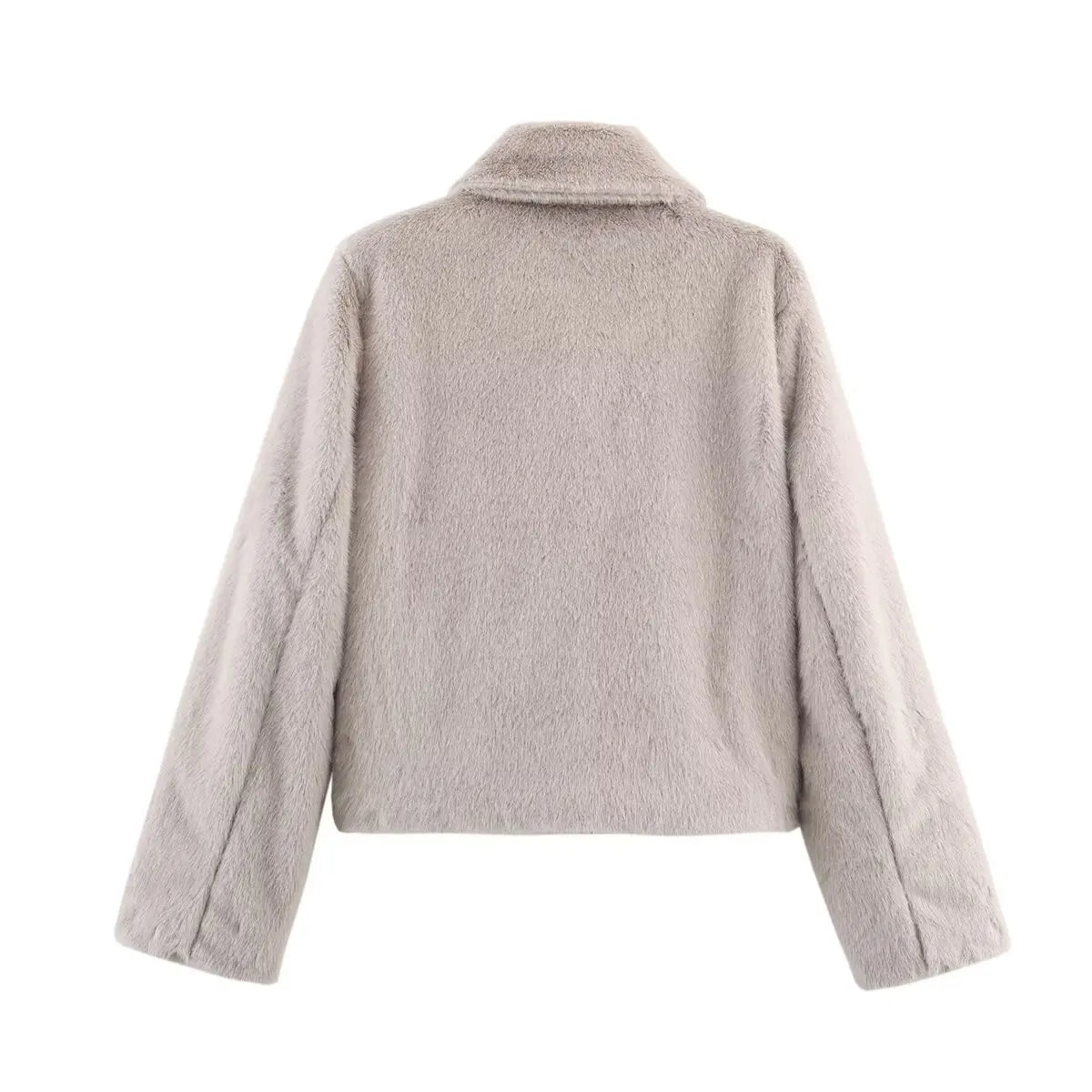 Kort Faux Fur Jacka för Dam – Varm & Stilren Höst/Vinterjacka med Krage