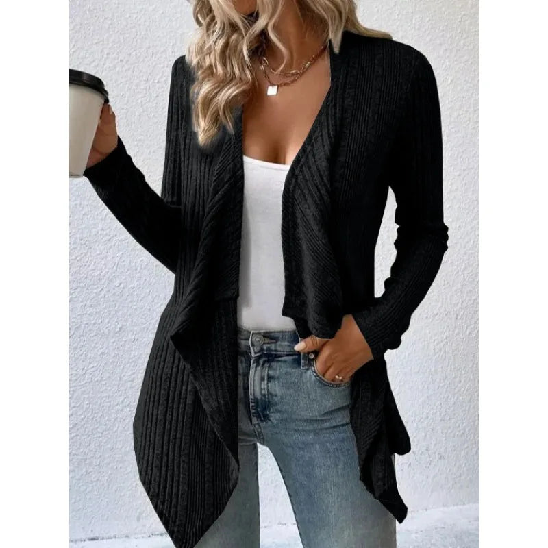 Stickad cardigan för dam – lös långärmad kofta i tidlös design