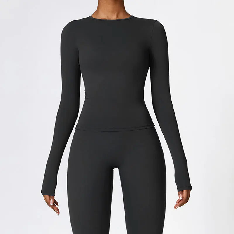 Long-Sleeved Training Shirt for Women – Stretchy & Breathable Sports Top for Yoga & Gym