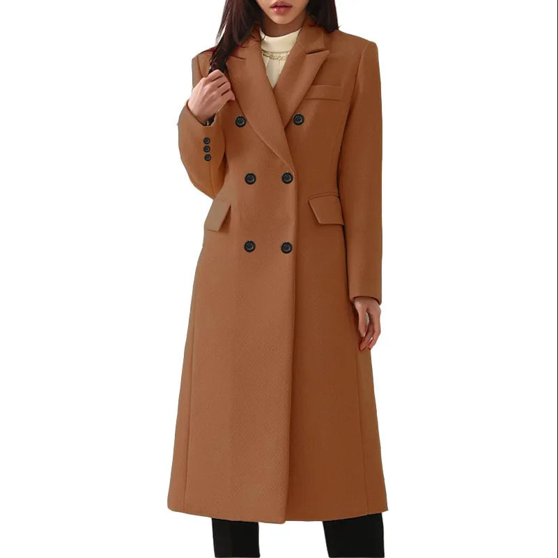 Lång Trenchcoat för Dam – Elegant Ullkappa