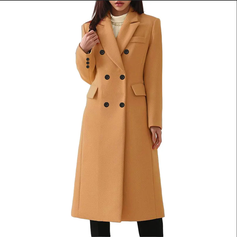 Lång Trenchcoat för Dam – Elegant Ullkappa