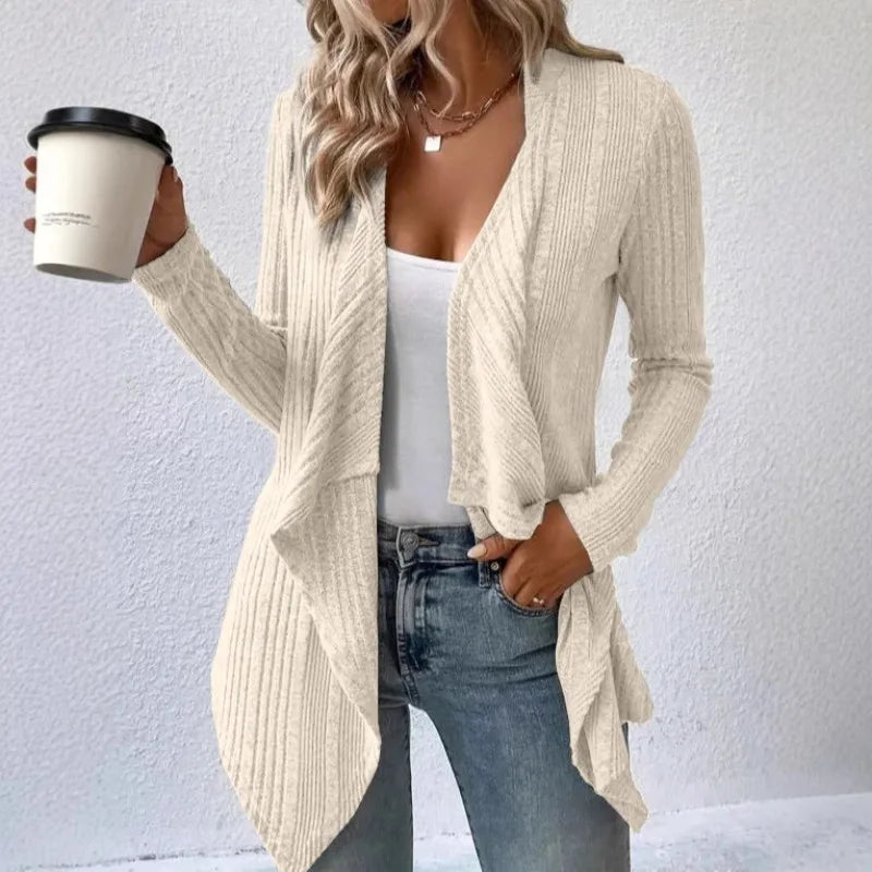 Stickad cardigan för dam – lös långärmad kofta i tidlös design