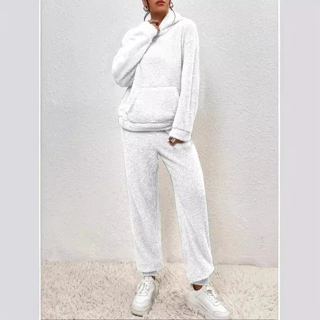 Mjukisset för dam – fleecefodrad hoodie och byxa i tvådelad varm design