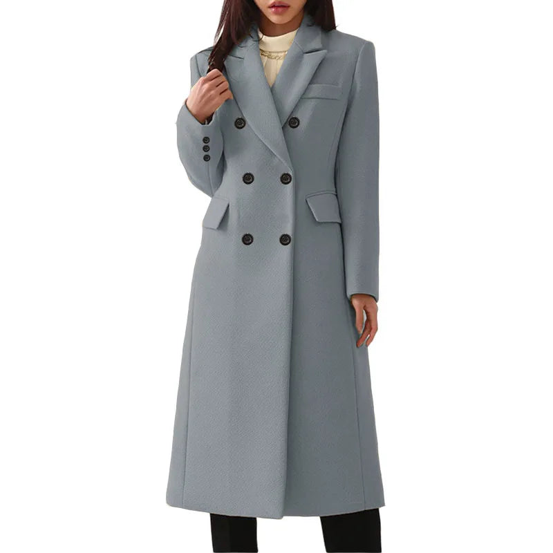 Lång Trenchcoat för Dam – Elegant Ullkappa