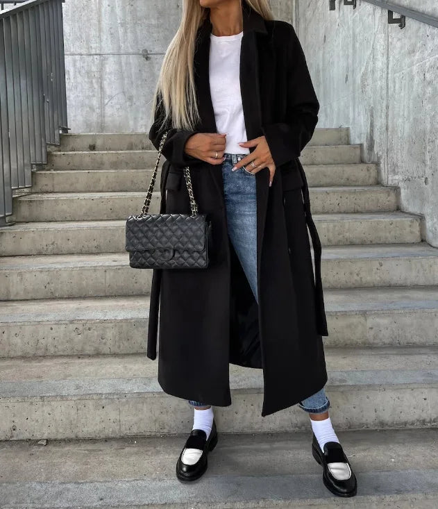 Tidlös dubbelknäppt kappa för kvinnor 3