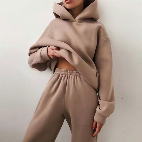 Mjukisset för dam – oversized hoodie med lång byxa i tvådelad design