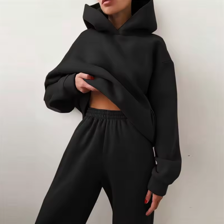 Mjukisset för dam – oversized hoodie med lång byxa i tvådelad design