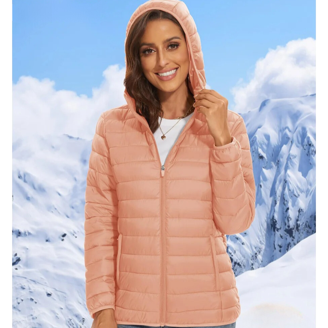 Pufferjacka för dam – lätt design med huva och värmande komfort