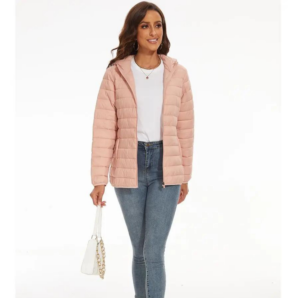 Pufferjacka för dam – lätt design med huva och värmande komfort